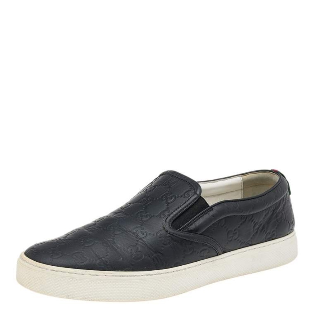 Men’s Gucci Guccissima Embossed Black Slip-On Loafers Sneakers Size 9